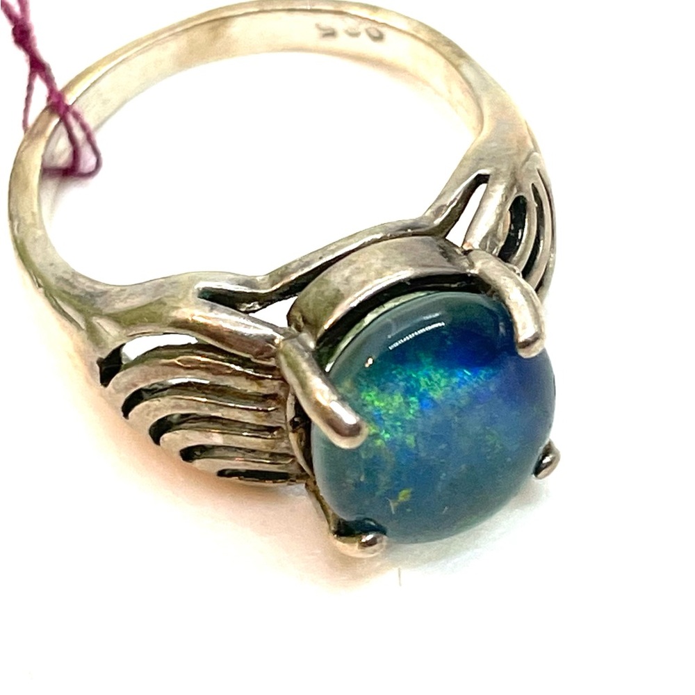 Sterling Silver Black Opal Ring - image 3